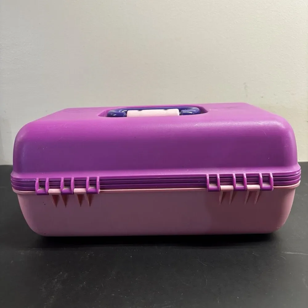 Caboodles Makeup Case Box Kit Purple Pink Crafts Organizer Storage Vintage USA